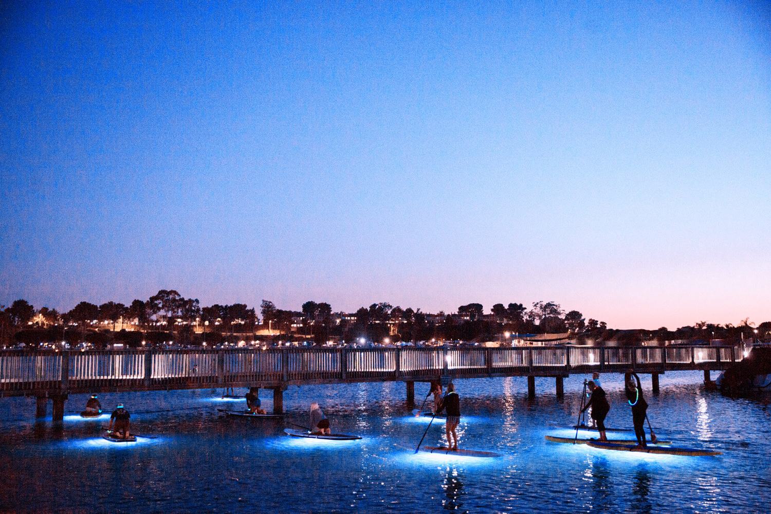 SUP Glow night paddle boarding in Newport Beach